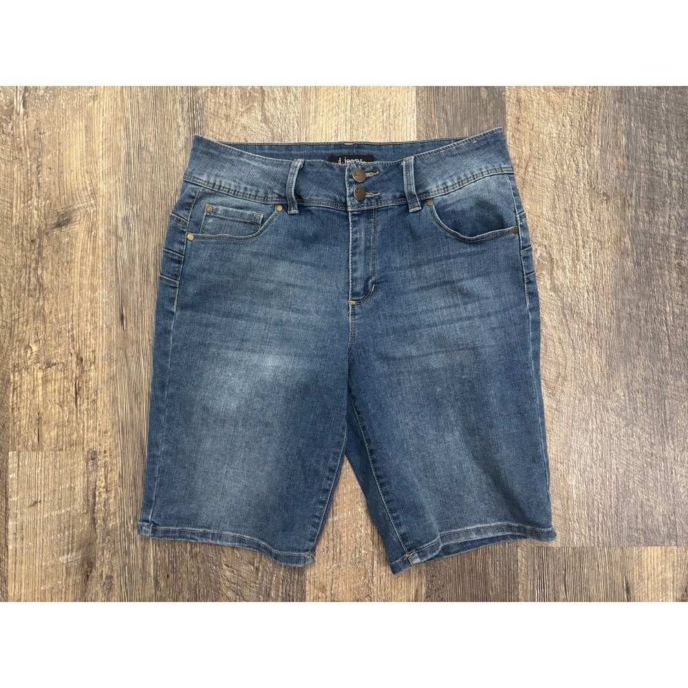 D.Jeans Womens Medium Wash Bermuda Denim Shorts Blue‎ Size 10 Double Button